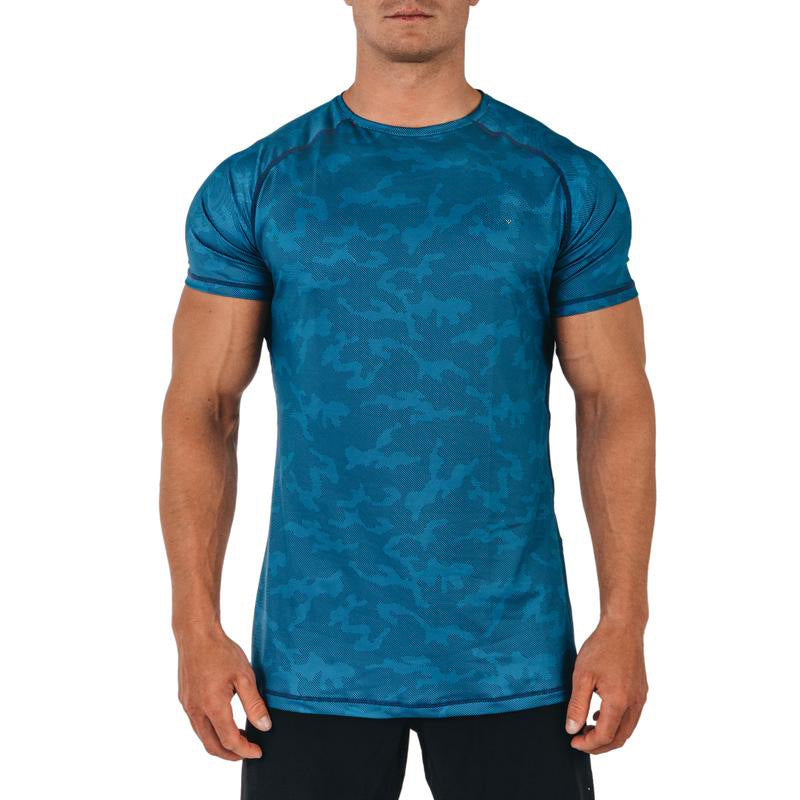 1084 Men Camouflage T- Shirts Polyester Gym Clothing Sports Training Tops Workout Active Wear Fitness T Shirts