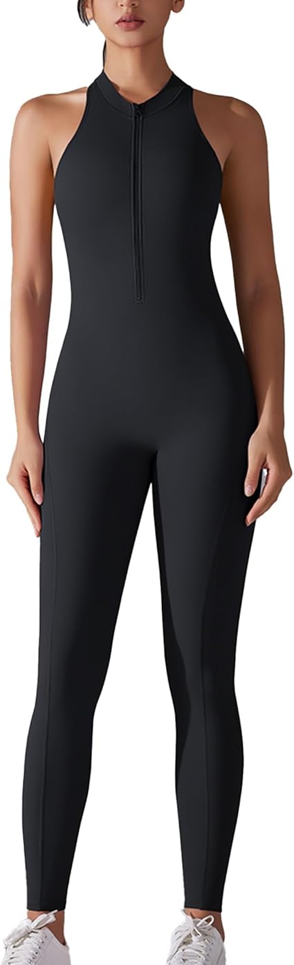 2110 Zip up Romper Shorts V Back Scrunch Bodysuit