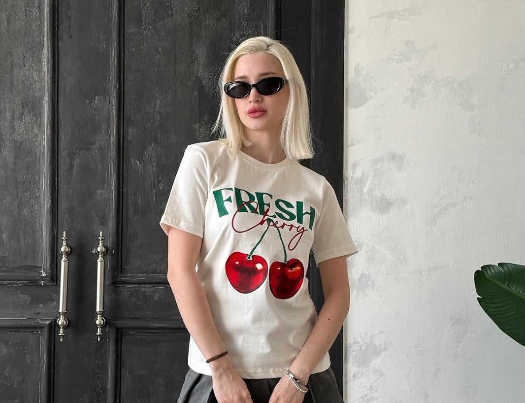 Mg2381 Fresh Cherry Women T-shirt madmext