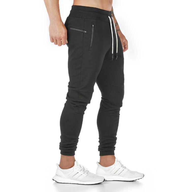 Men's Gym Jogger Casual Pants - Fashion Slim-Fit Cotton Tapered Sweatpants Basic Track Pants with Zipper Pockets 3000