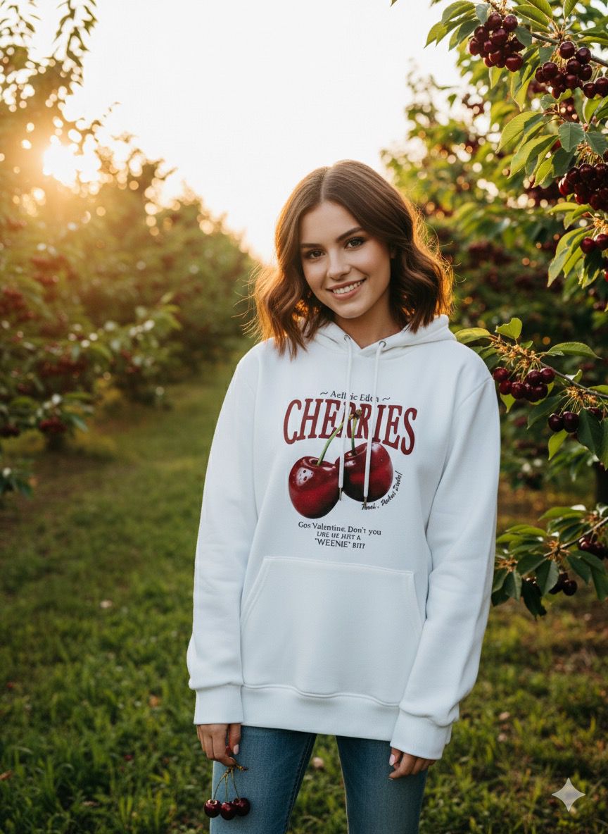 111121 Cherry Graphic Hoodies Streetwear Hooded