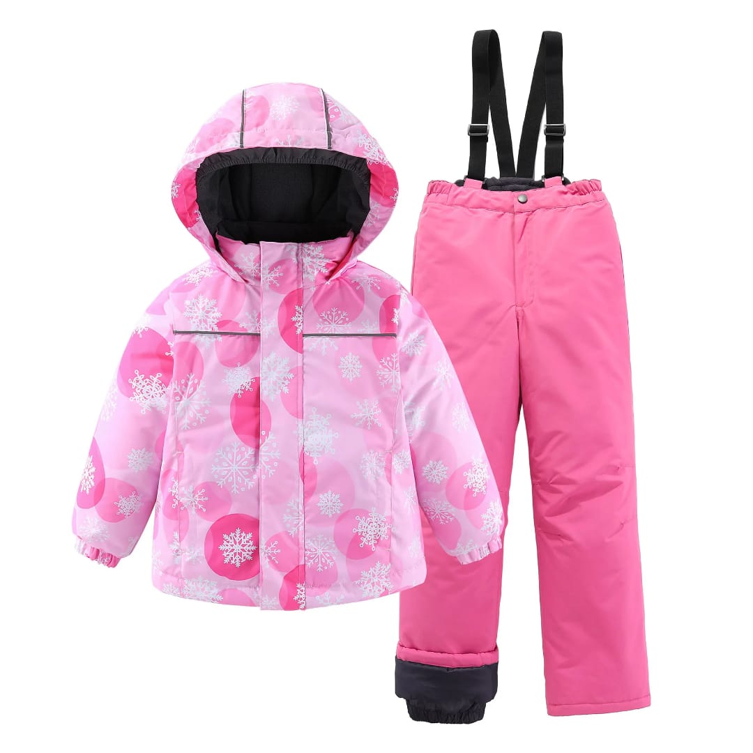 6014 Girls 2PCS Pink Winter Warm waterproof Ski Set