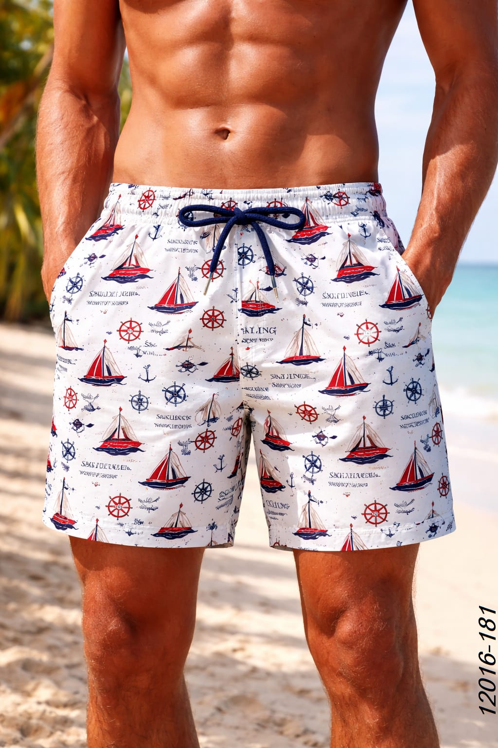 12100 NAUTICAL PRINTS MENS SWIM SHORT