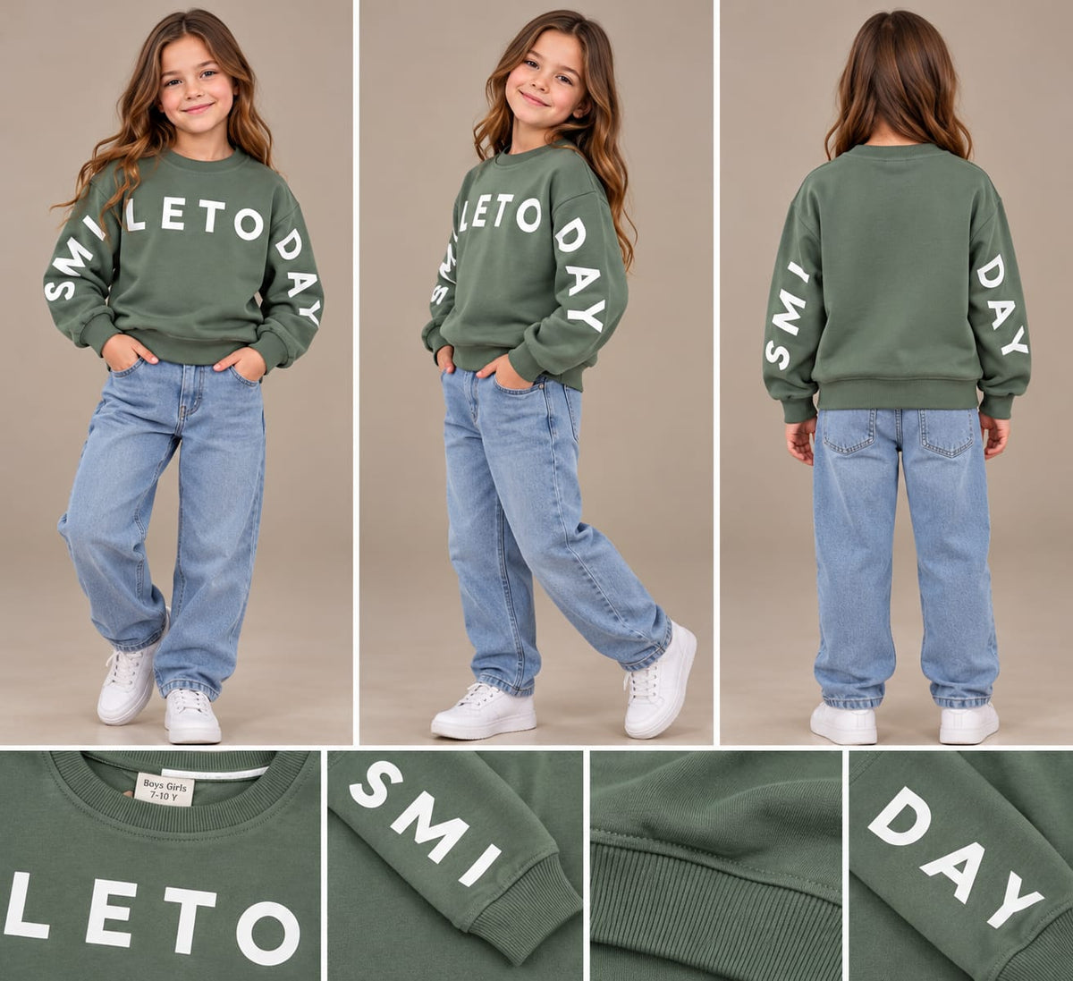7101 Smile today sweatshirt girl 7-10y