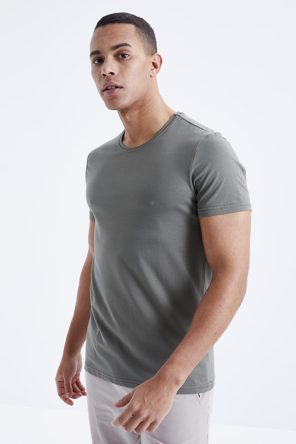 Men's Basic Short Sleeve Standard Mold O Neck T-shirt - 87911