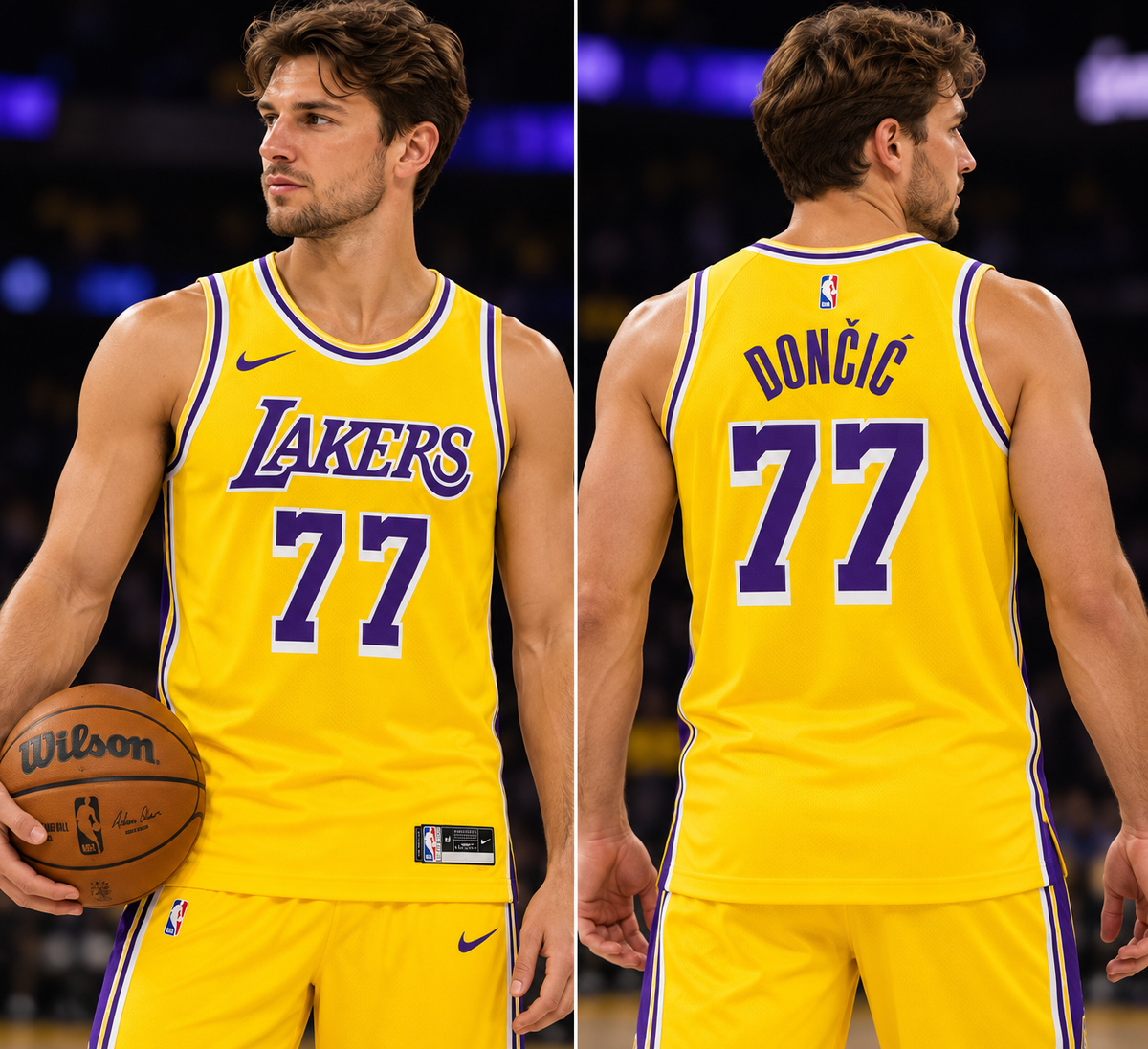 5132 Los Angeles Lakers Nike Icon Edition Swingman Jersey - Gold - Luka Dončić - Unisex