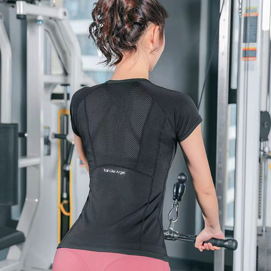 1079 Women T-shirt Short Sleeve Yoga Wear Running Tops Quick Dry T Shirt Woman Gym Clothes Sports 