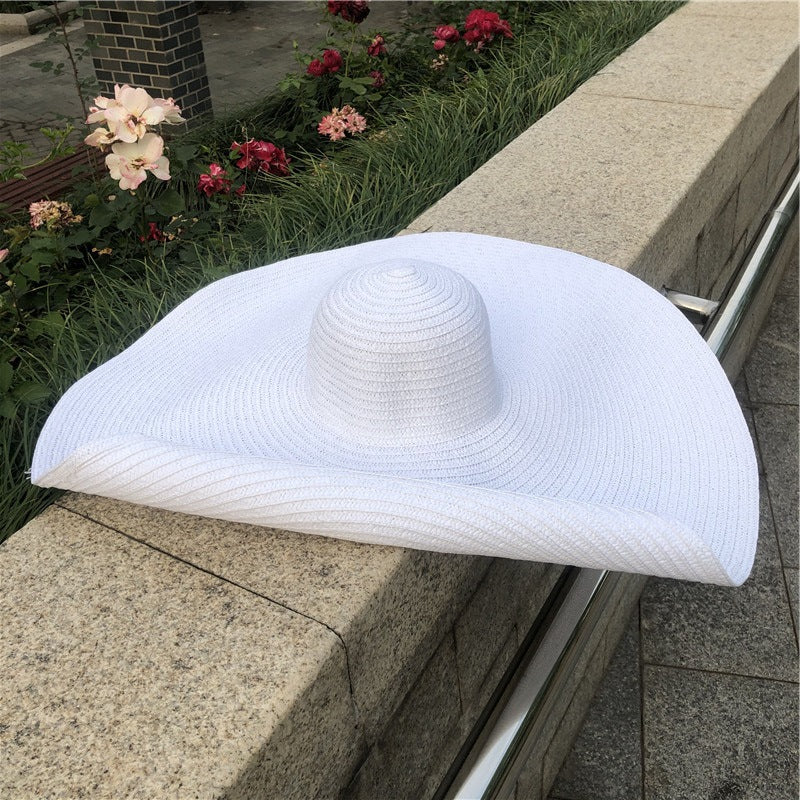 1109 STRAW SUN HAT WIDE BRIM BEACH HAT UV PROTECTION