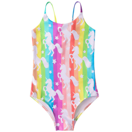 1148 Girls One Piece Swimsuit All Over Print horse