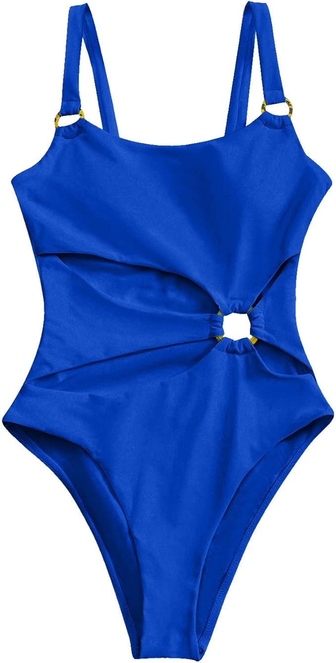 124096 WOMNS CUT OUT FRONT O RING HIGH CUT 1 PC SWIMSUIT