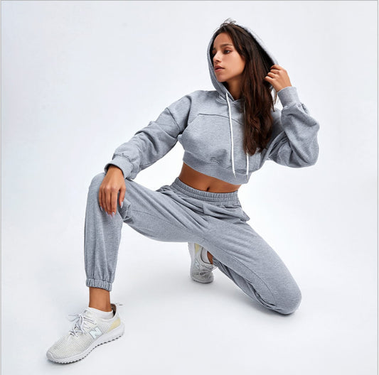 Women's casual sports suit, tracksuit, jogging suit, women and girls, 2-piece leisure suit, hoodie, sports suit with elasticated cuffs, jogger jogging suit