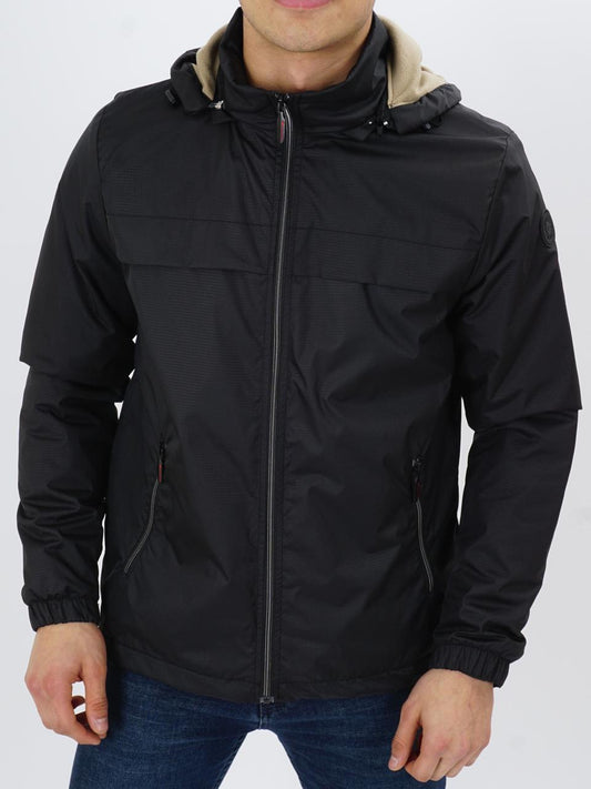 3093 Men hooded winter jacket with faux fur lining