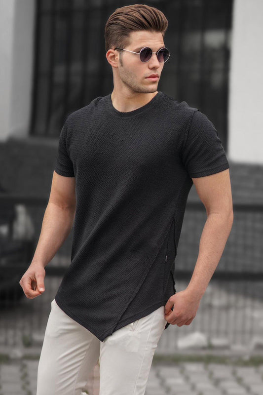 4987 Asymmetric Black T-shirt for Men