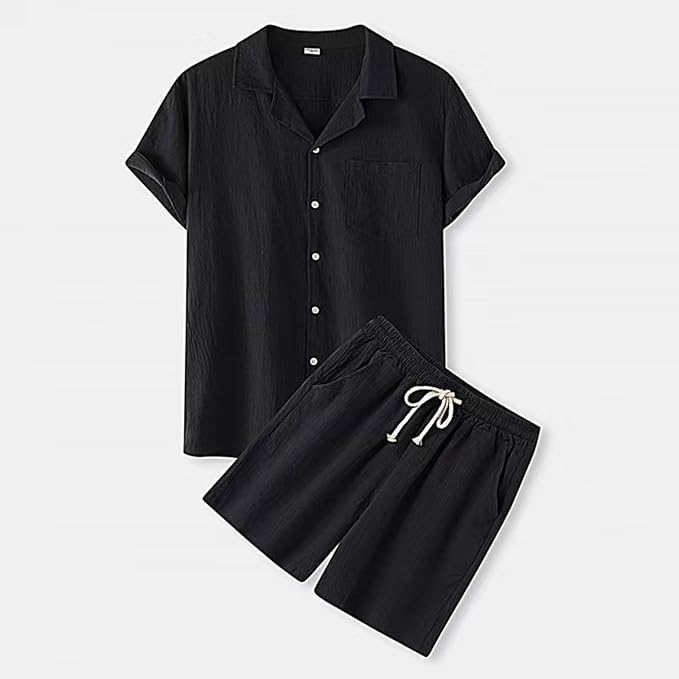 5111 Button-Up Lapel 2 pieces Shirt set