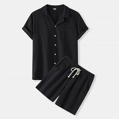 5111 Button-Up Lapel 2 pieces Shirt set