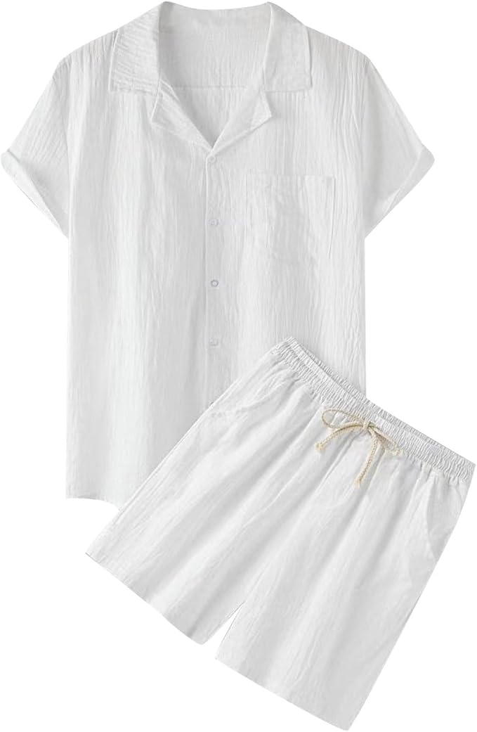 5111 Button-Up Lapel 2 pieces Shirt set