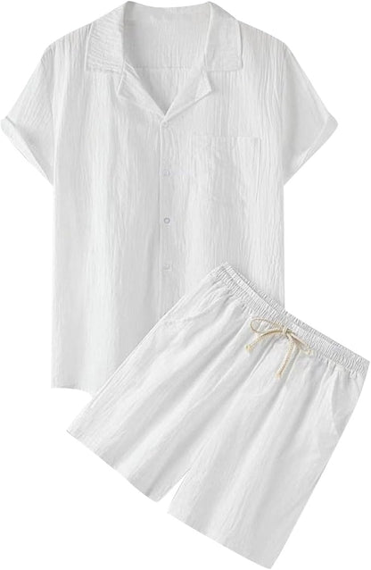 5111 Button-Up Lapel 2 pieces Shirt set