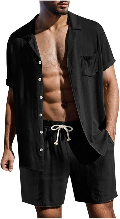 5111 Button-Up Lapel 2 pieces Shirt set