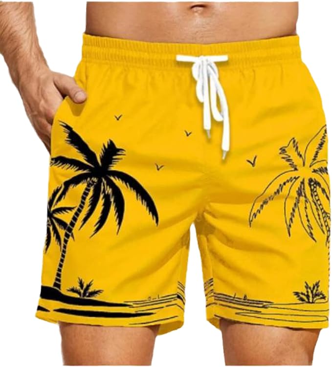 5133 Hawaiian Men's Shorts Fashion Coconut Tree Print Beach Quick Dry