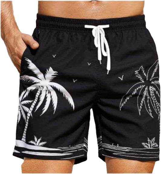 5133 Hawaiian Men's Shorts Fashion Coconut Tree Print Beach Quick Dry