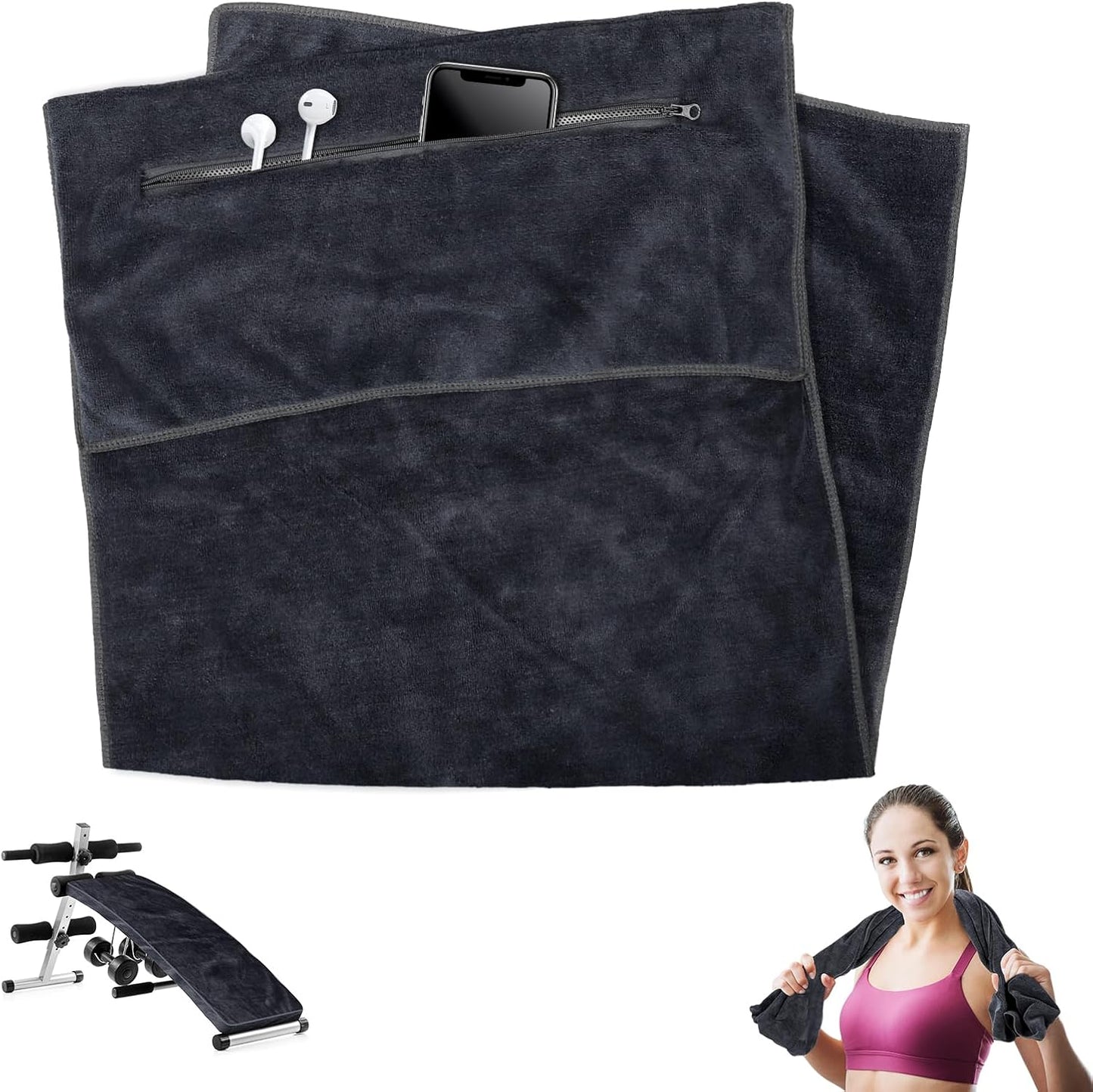 5166 Towel With Zipper Pocket Bag