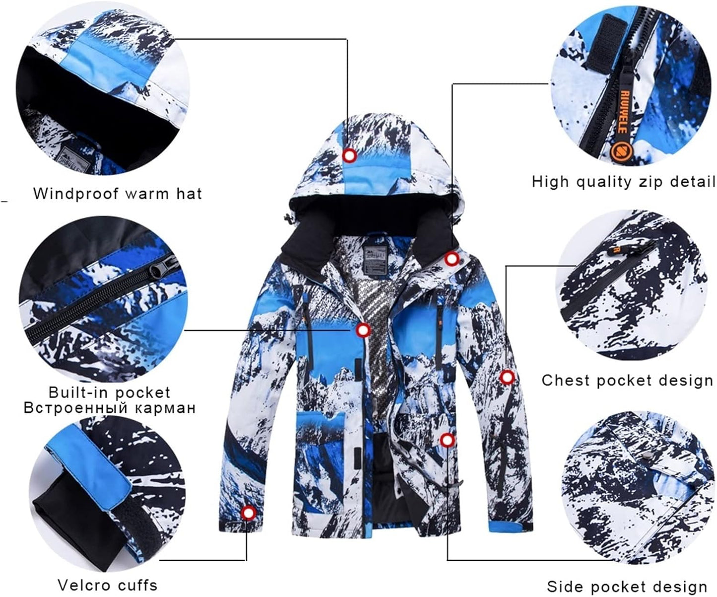 6000 Camouflage Unisex Winter Ski Jackets