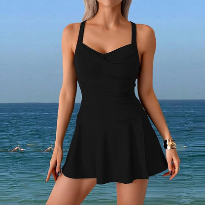 5410 Skirted swimsuit with side slit 1pc BIG SIZE