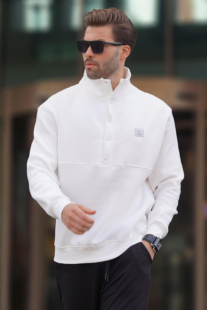 7060 Collar Button Detailed Men's Sweatshirt