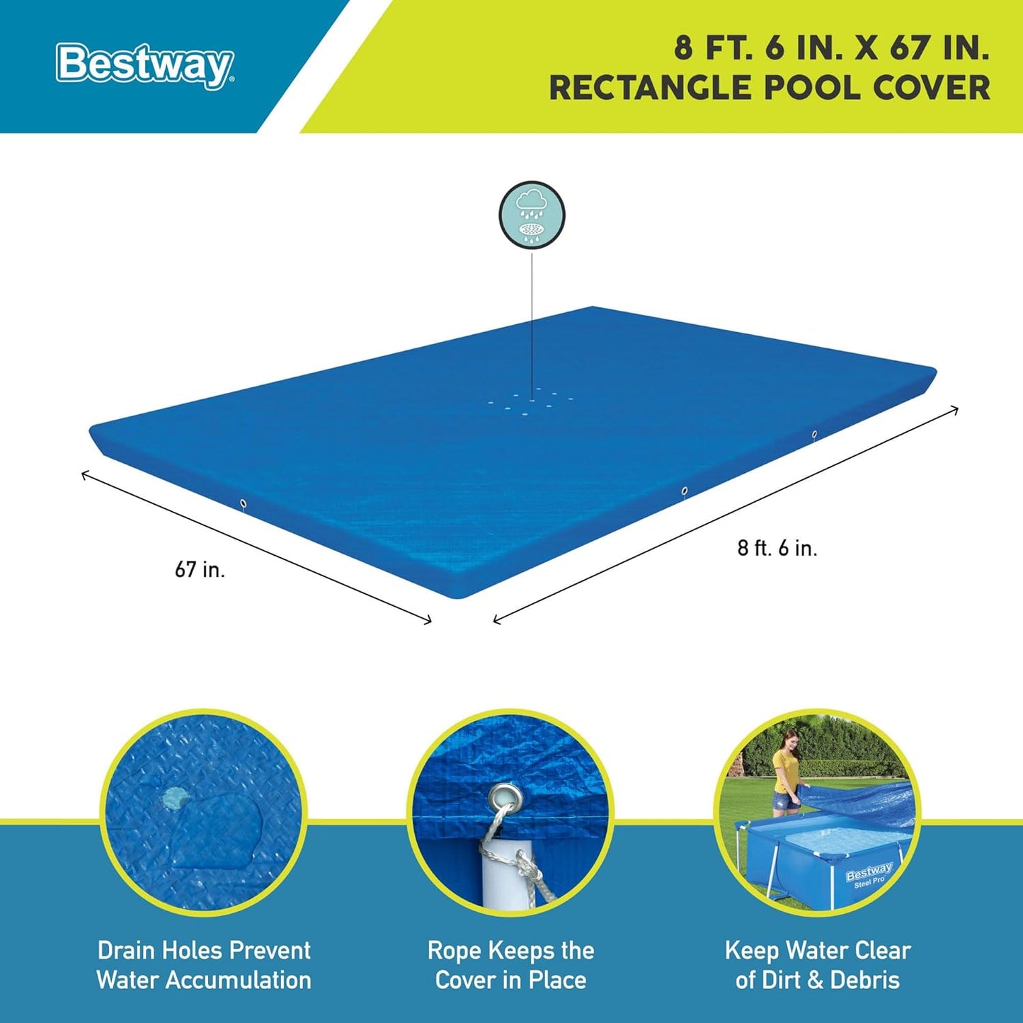 BW58106 3.00M X 2.01M RECTANGLE POOL COVER