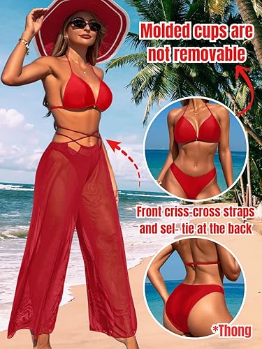 5402 Fire Cross -piece Bikini and Pants Set