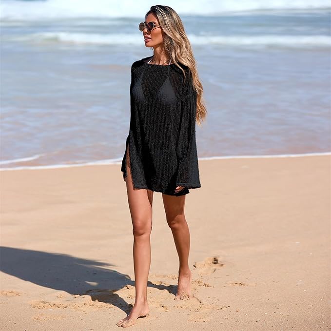 5420 See-Through Crochet Beach Cover Up Dress Light Weight