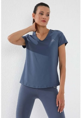 97145 BASIC SHORT SLEEVE STANDARD MOLD V-NECK WOMEN'S T-SHIRT