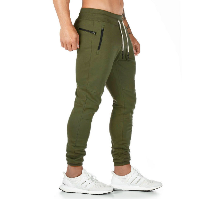 Men's Gym Jogger Casual Pants - Fashion Slim-Fit Cotton Tapered Sweatpants Basic Track Pants with Zipper Pockets 3000