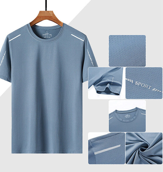 Men's Ice Silk T -Shirt high Bomb -Breathable Short Sleeves 1011