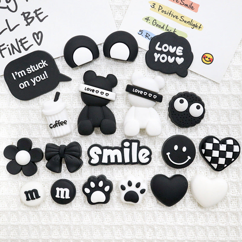 1328 Black&white cute character charms