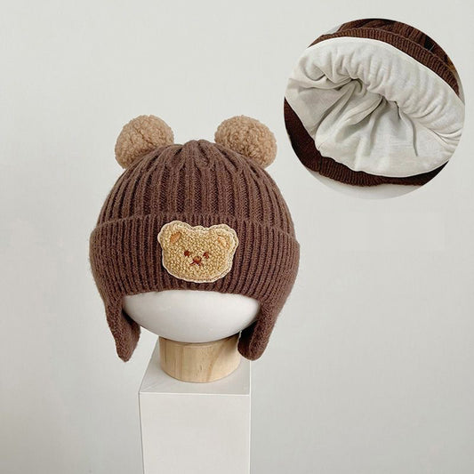 1197 BEANIE CAP CARTOON BEAR EAR PROTECTION BABY