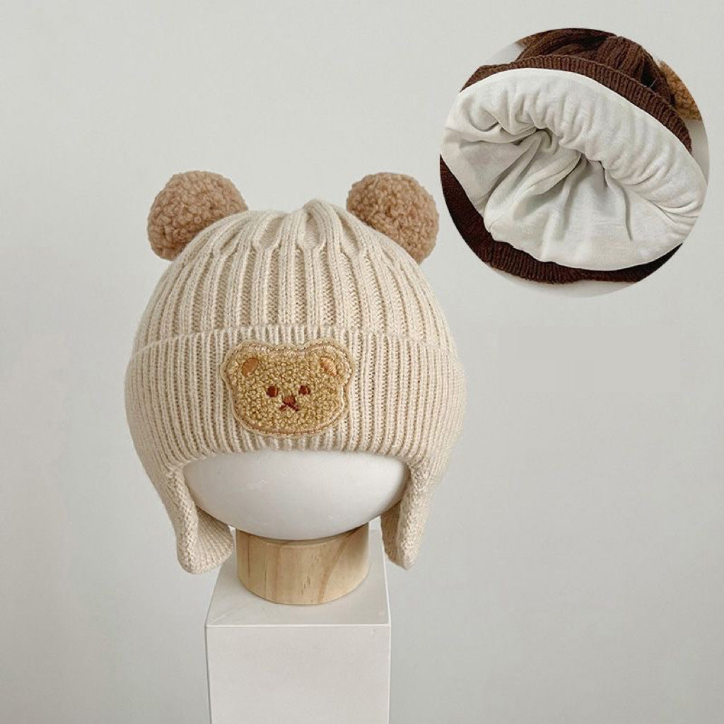 1197 BEANIE CAP CARTOON BEAR EAR PROTECTION BABY