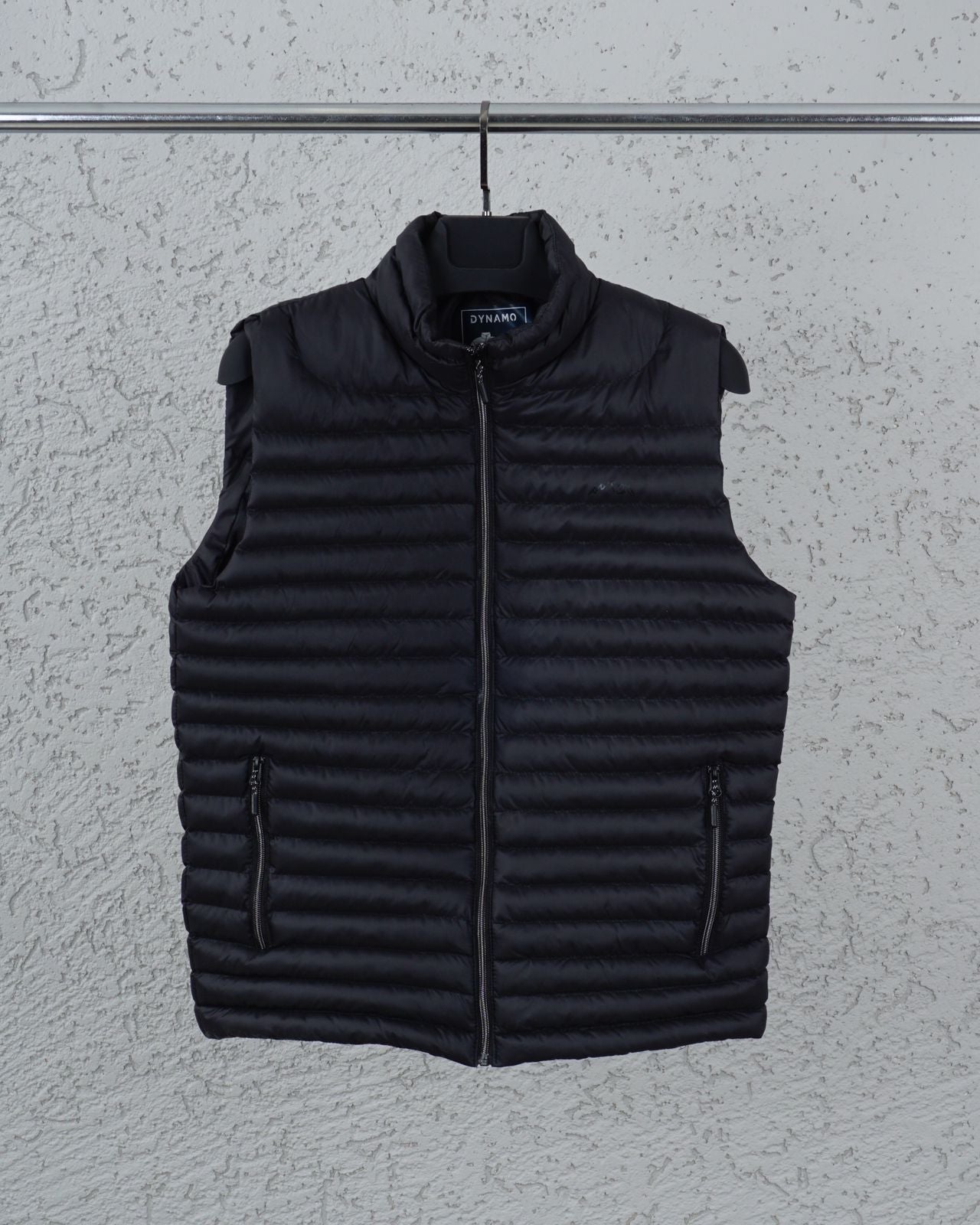 4016 Men's Winter Regular Fit Stand Collar Pocket Quilted Puffer Vest Black