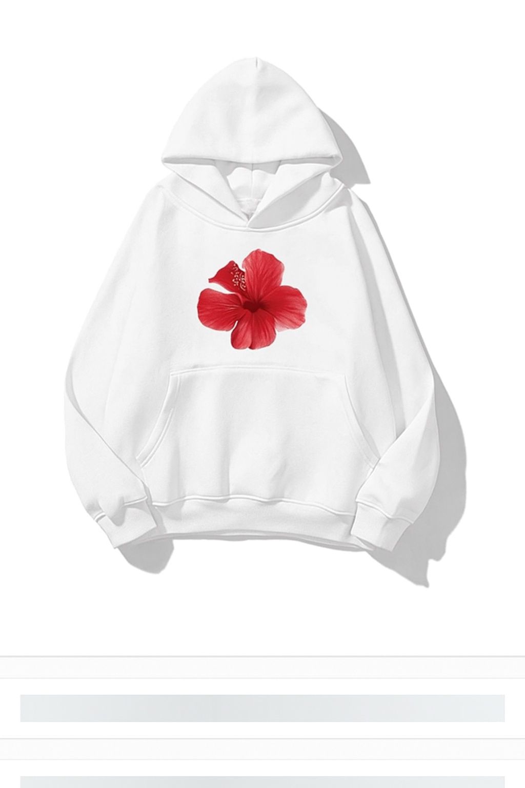111122 Red Hibiscus on Black on Women's Hoodie