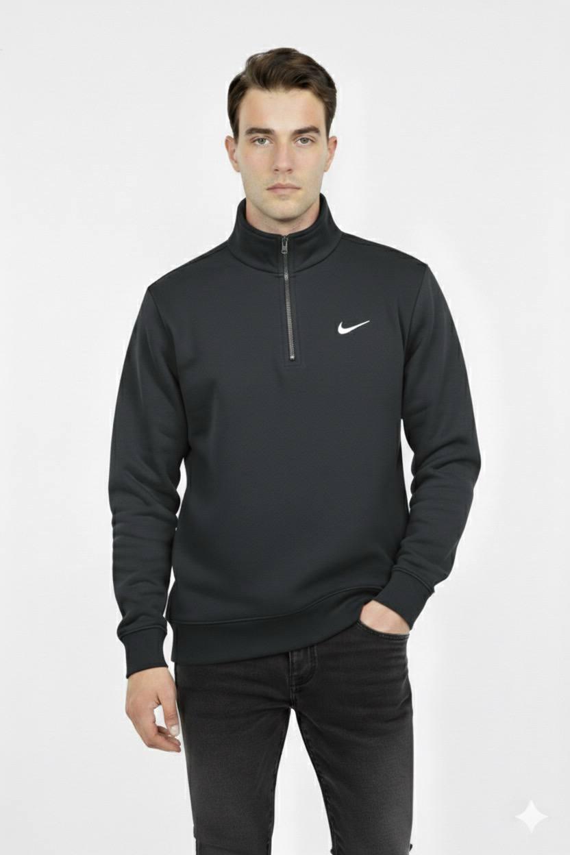 NK3233 MENS BLACK QUARTER ZIP SWEATSHIRT