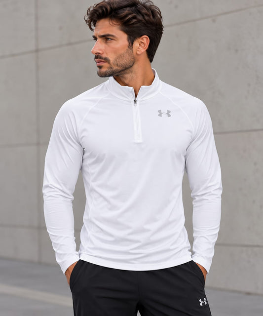 B3037 UA MEN LONG SLEEVE 1/2 ZIPP PERFORMANCE TOP