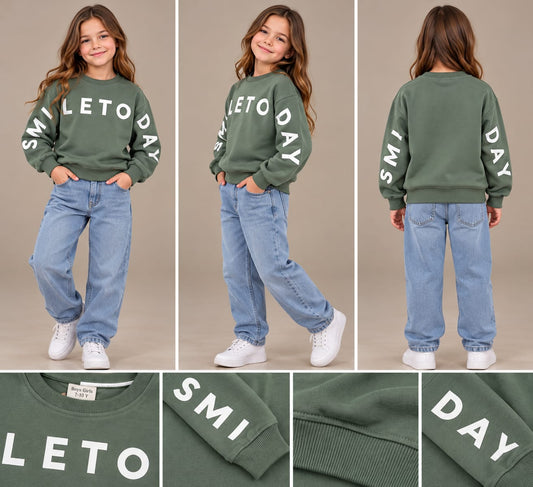 7101 Smile today sweatshirt girl 7-10y