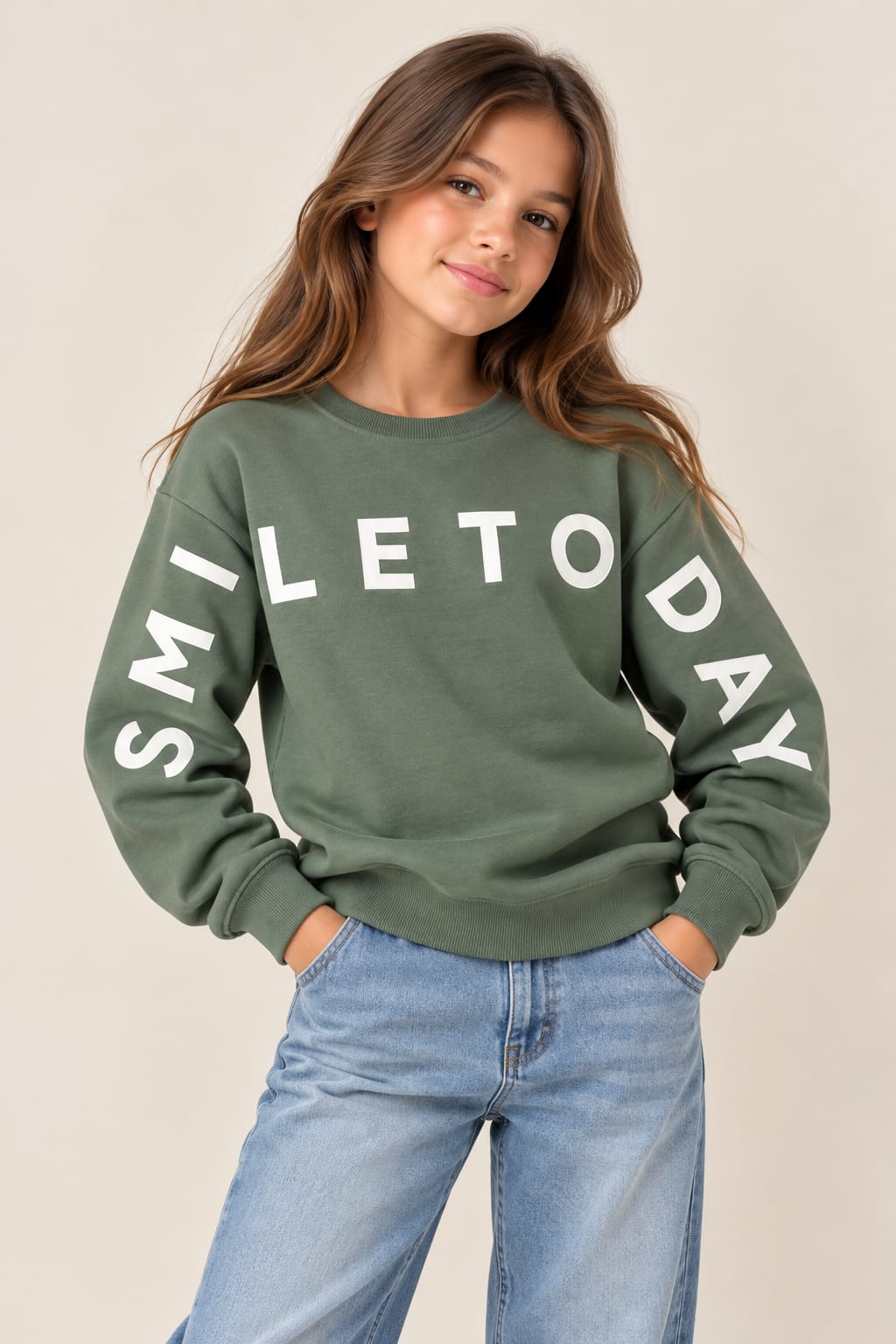 8101 Smile today sweatshirt girl 11-14y