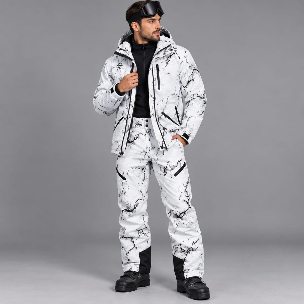 4066  Men's Waterproof Ski Suit Set - Insulated Snowboarding Costume for Winter Outdoor Activities