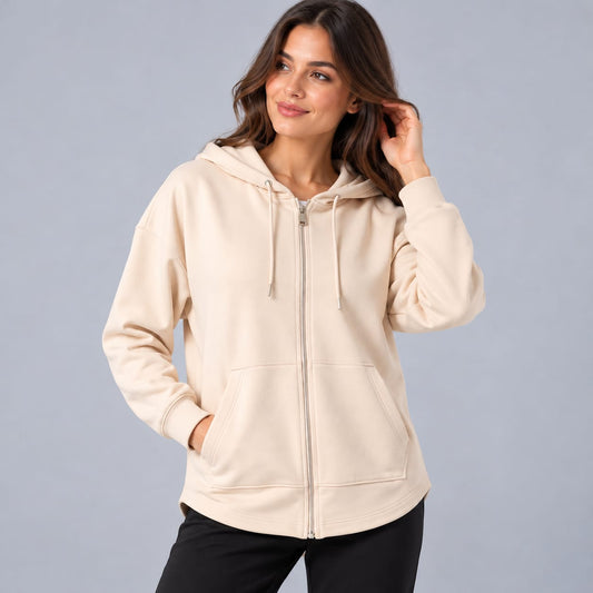 97302 Soft Textured Hooded Oversize Women's Tunic Sweatshirt