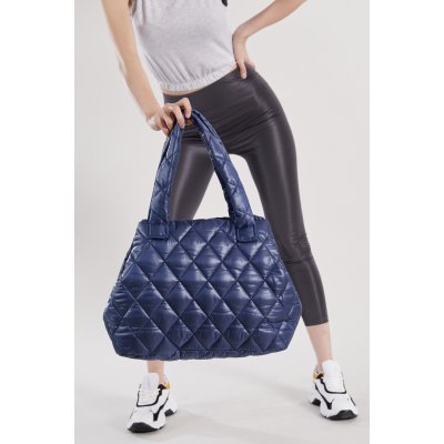Women's Navy Blue Quilted Patterned Snap-Sleeve Bag Tbc193