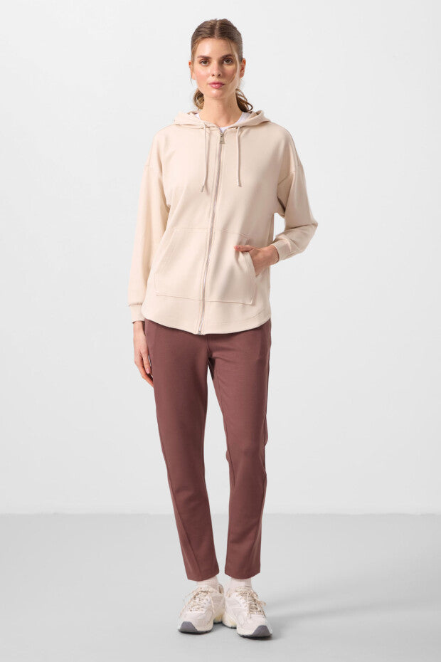 97302 Soft Textured Hooded Oversize Women's Tunic Sweatshirt