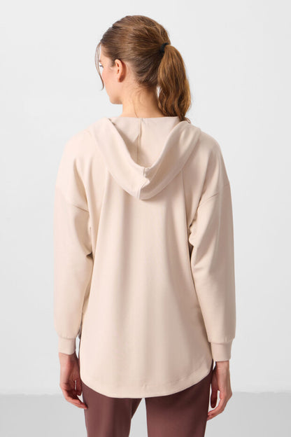 97302 Soft Textured Hooded Oversize Women's Tunic Sweatshirt