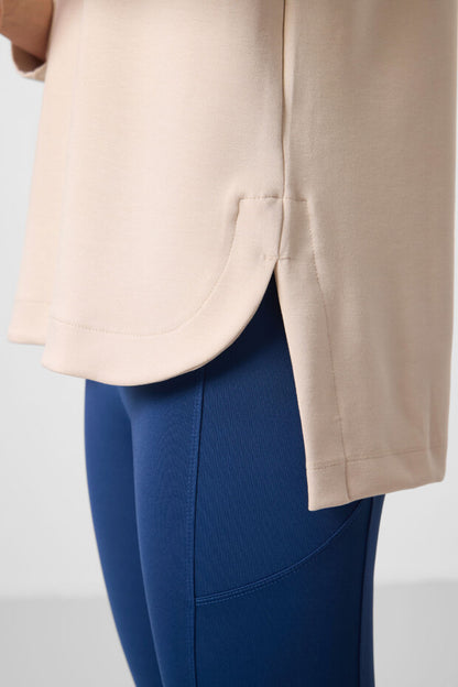 97305 Parliament Soft Textured O-Neck Relaxed Fit Women's Tunic Sweatshirt
