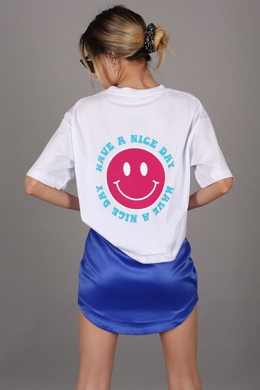 Printed Smiley Oversize T-Shirt women 1428